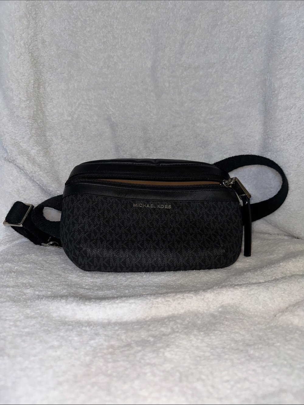 Michael Kors Black Logo Belt Bag with Gold Hardware